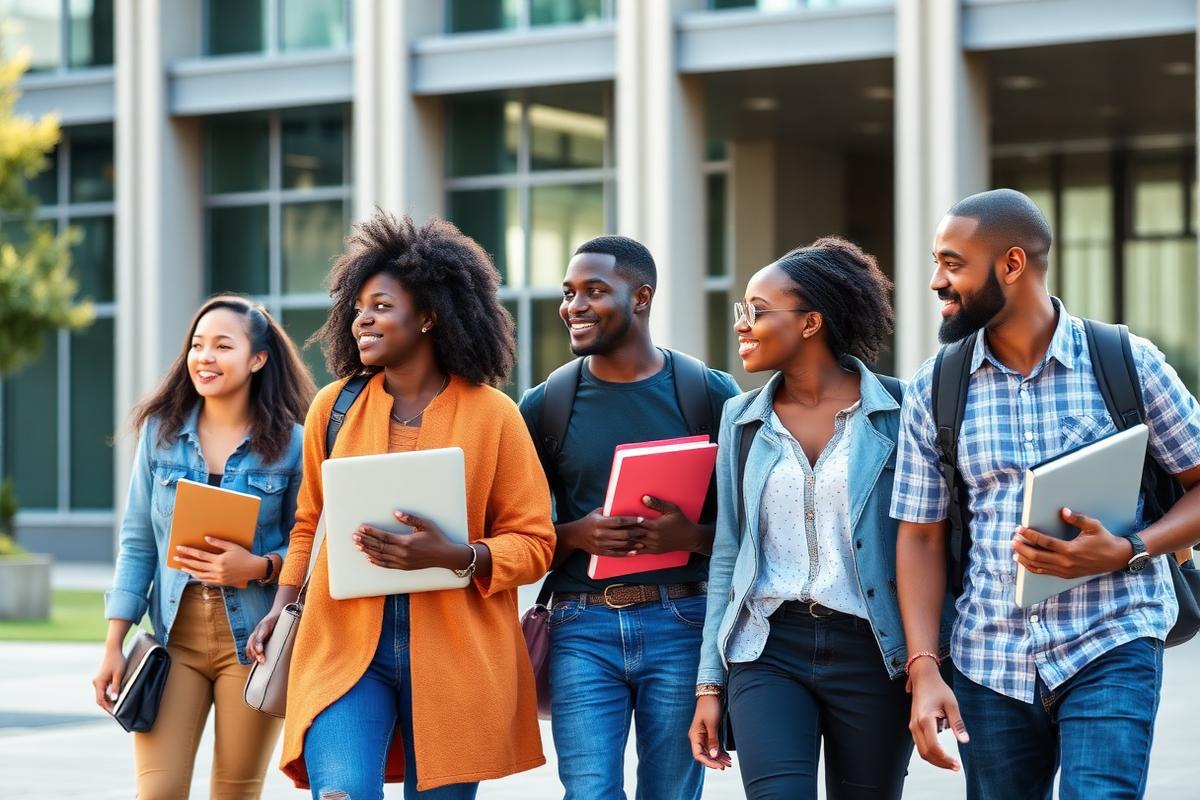 International students walking on a university campus