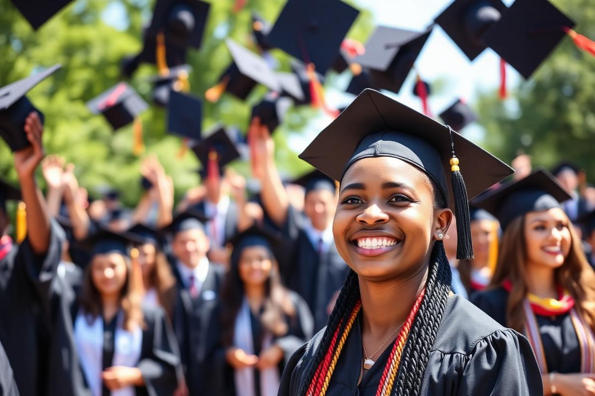 Graduates celebrating at a graduation ceremony
