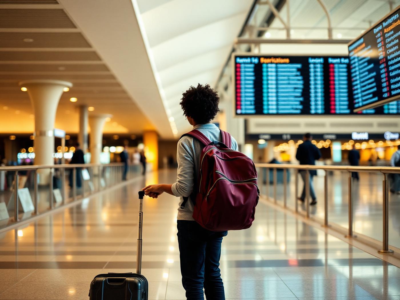 International airport terminal for students travelling abroad