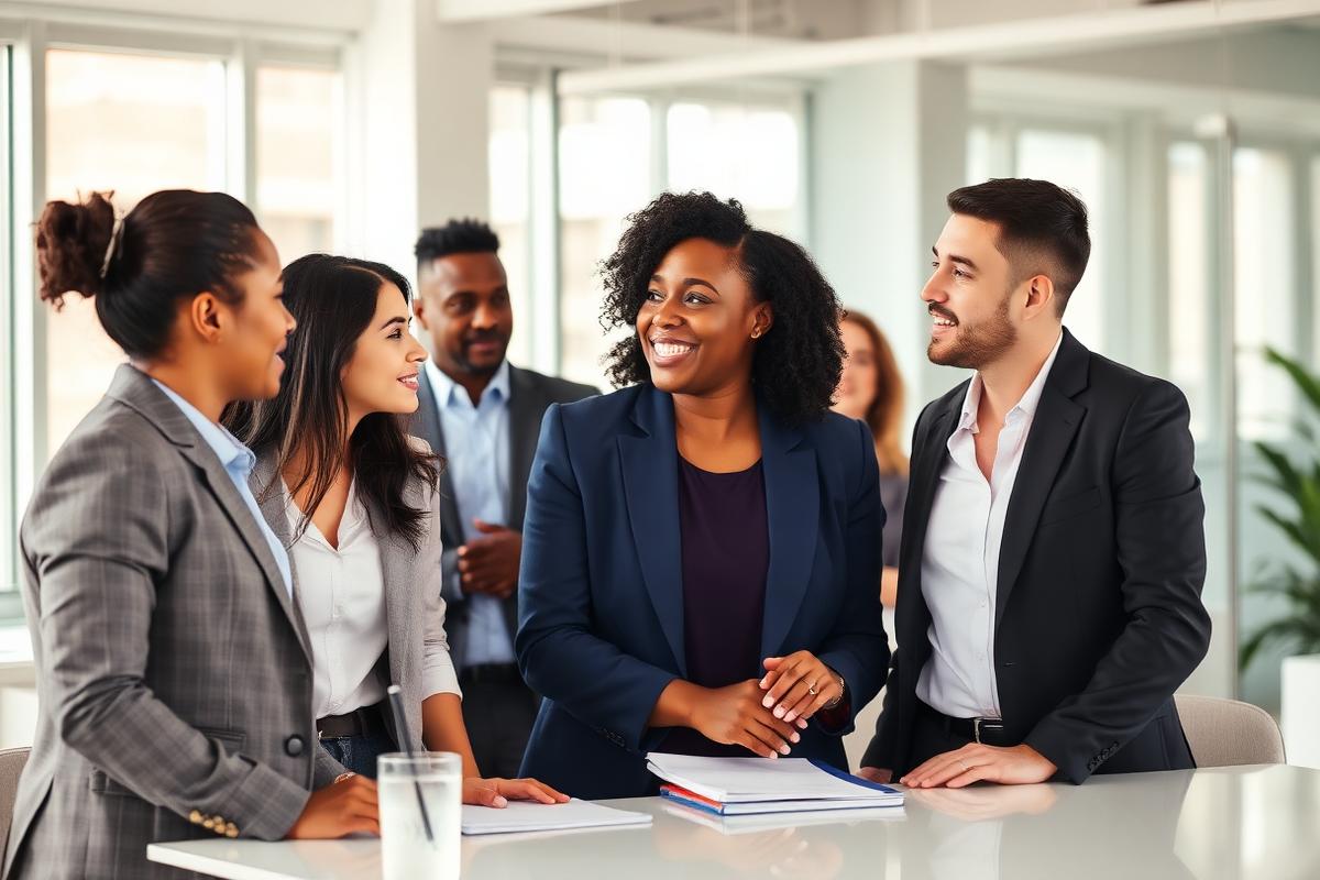 International professionals working together in a modern office